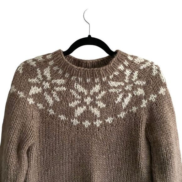 (SOLD) J. CREW Handknit Wool Alpaca Nordic Fair Isle Chunky Knit Sweater M - Picture 2 of 5